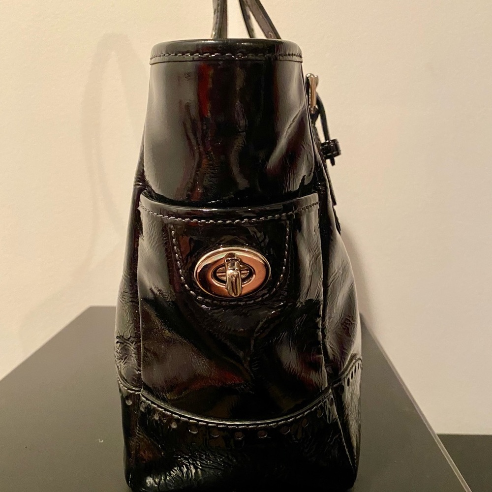 Coach Black Patent Leather Tote - Picture 3 of 9